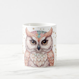 Whimsique Uggla och Blommigt Fantasy Kaffemugg
