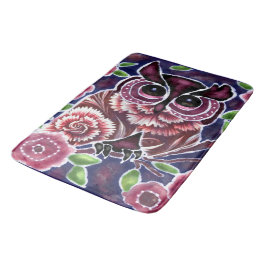 Whimsique Uggla på Blommar Gren Rosa Blue Badrumsmatta