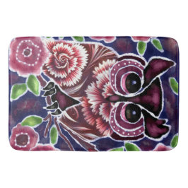 Whimsique Uggla på Blommar Gren Rosa Blue Badrumsmatta