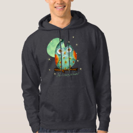 Whimsique Uggla Watercolor Stil Namn School på bak Hoodie