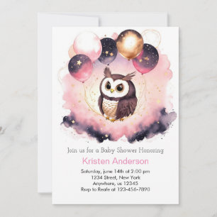 Whimsique Uggla Woodland Äventyr Girl Baby Shower Inbjudningar