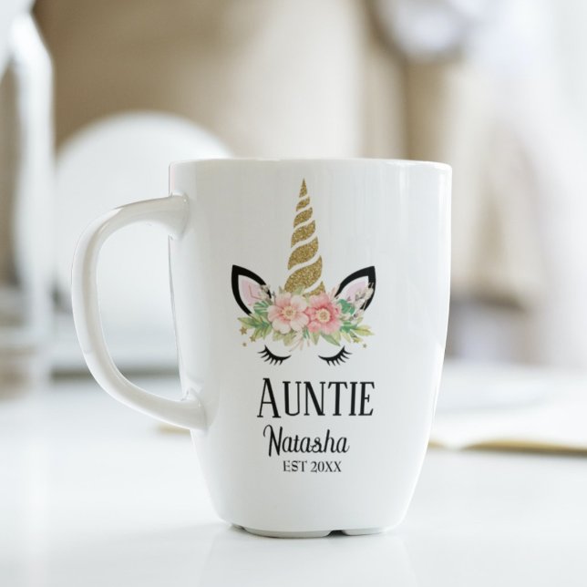 Whimsique unicorn Auntie,gravid Notification Kaffemugg (Skapare uppladdad)
