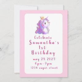 Whimsique Unicorn Birthday Inbjudningar