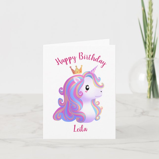 Whimsique Unicorn Birthday Kort (Framsida)