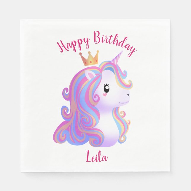 Whimsique Unicorn Birthday Pappersservett (Framsidan)