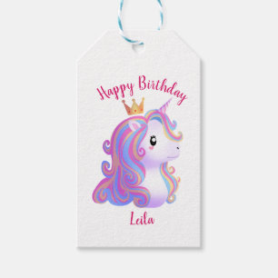 Whimsique Unicorn Birthday Presentetikett