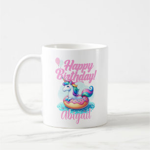 Whimsique Unicorn Donut Cute Rainbow Bassäng Party Kaffemugg
