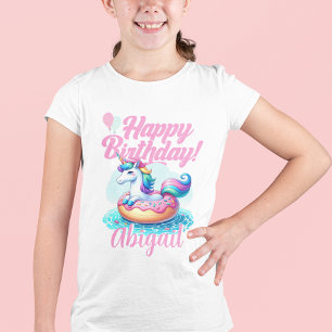 Whimsique Unicorn Donut Cute Rainbow Bassäng Party T Shirt