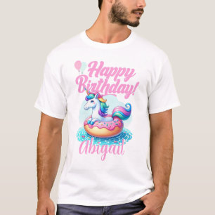 Whimsique Unicorn Donut Cute Rainbow Bassäng Party T Shirt