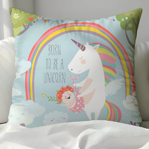 Whimsique Unicorn och Rainbow Baby Nursery Pillow Kudde