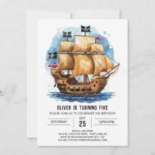 Whimsique Vågar Matey Pirat Birthday Inbjudningar