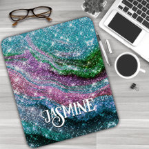Whimsique vågigt blue lila Glitter monogram