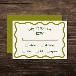 Whimsique Vågigt Gräns Handwrite Olive OSA kort