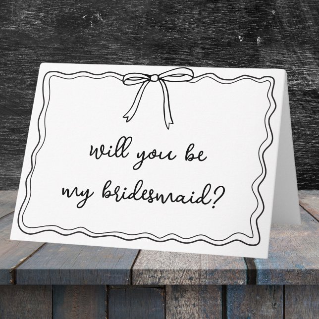 Whimsique Vågigt Hand plockade Bow Bridesmaid Frie Kort (Pop the question to your bridesmaids with a card that’s as elegant and thoughtful as your wedding.)