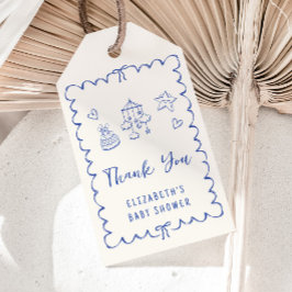 Whimsique Vågigt Ram Pojke Shower Tack Presentetikett