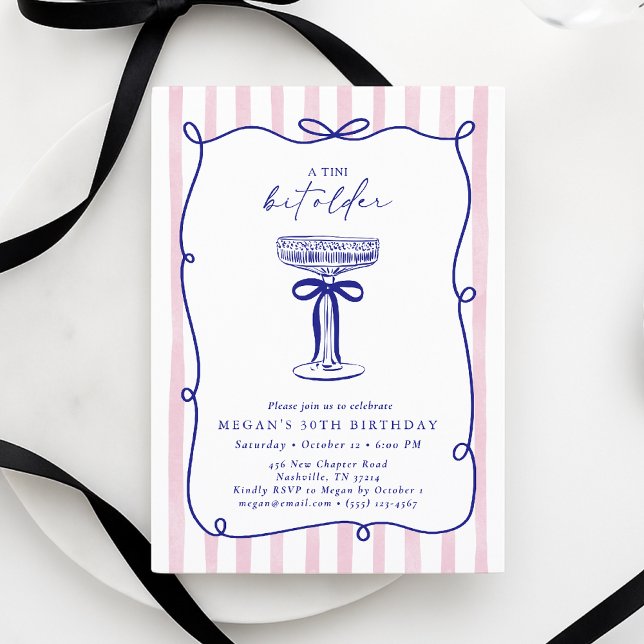 Whimsique Vågigt Ram Tini Bit Older 30års födelsed Inbjudningar (Skapare uppladdad)