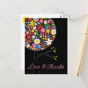 Whimsique Vår blommor Pop Träd Chic Tack Vykort