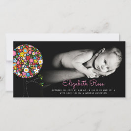 Whimsique Vår blommor Pop Träd Photo Girl Birth Meddelande