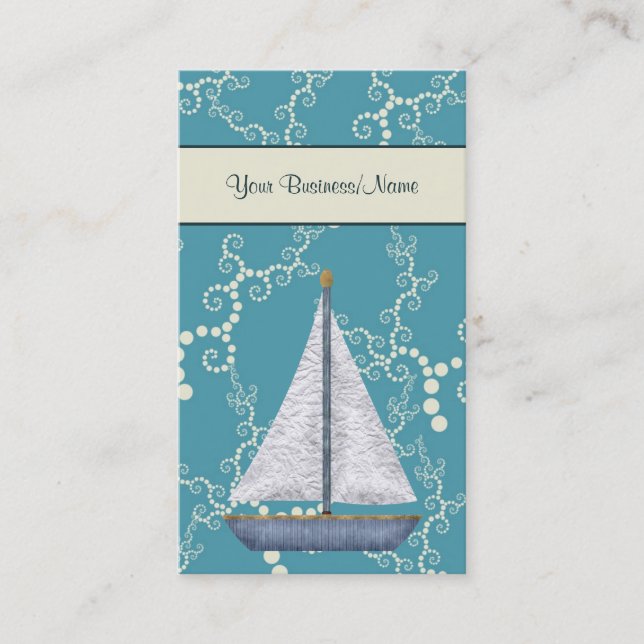 Whimsique Vatten och Sailboat Nautical Visitkort (Framsida)