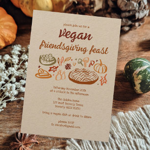 Whimsique VEGAN Thanksgiving Friendsgiving Kraft Inbjudningar