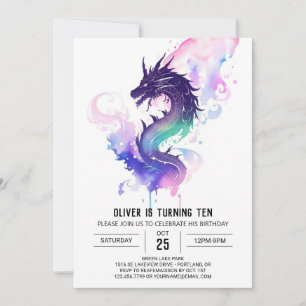 Whimsique Vingar and Scales Dragon Birthday Inbjudningar