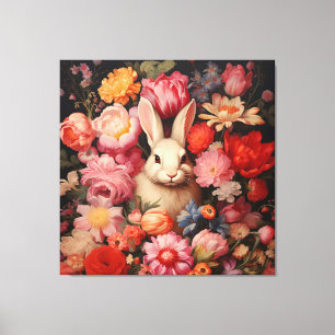 Whimsique Vintage Bunny Vår Blooms Canvastryck
