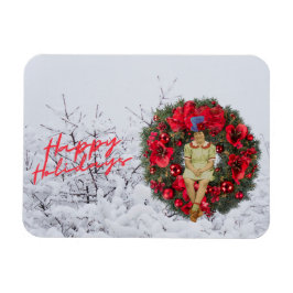 Whimsique Vintage Girl-Helgdag Magnet