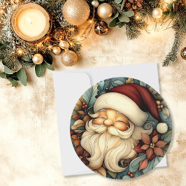 Whimsique Vintage Santa Anpassade Round Julkort