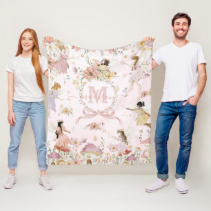 Whimsique Watercolor-Älvor Wildblomskugga Fleecefilt