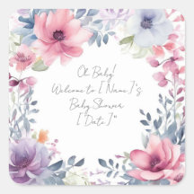 Whimsique Watercolor Blommigt Baby Shower Oh Baby