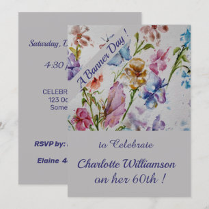 Whimsique Watercolor Blommigt Birthday Inbjudningar