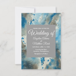 Whimsique Watercolor Blommigt Blue Modern Inbjudningar