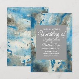 Whimsique Watercolor Blommigt Blue Modern Inbjudningar