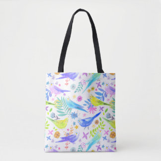 Whimsique Watercolor Budgie Parakeets Tygkasse