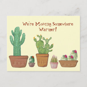 Whimsique Watercolor Cactus Flytta Announcement Vykort