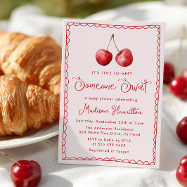 Whimsique Watercolor Cherry Baby Shower Inbjudningar
