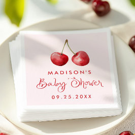 Whimsique Watercolor Cherry Baby Shower Pappersservett