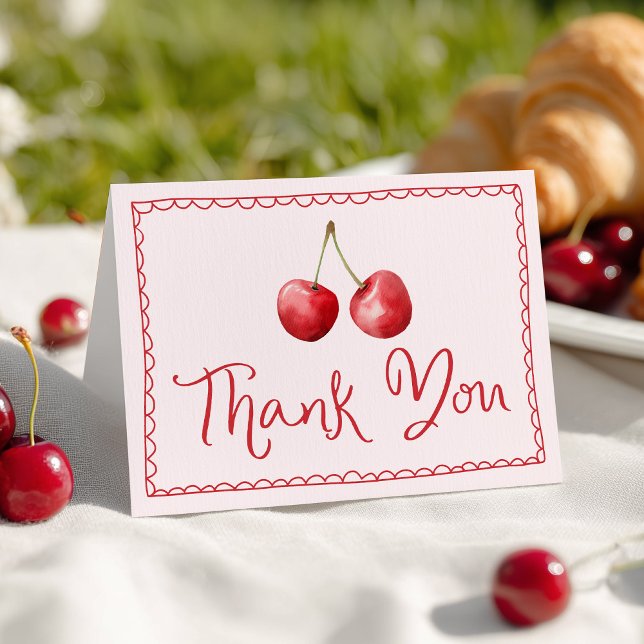 Whimsique Watercolor Cherry Baby Shower Tack Kort (Skapare uppladdad)