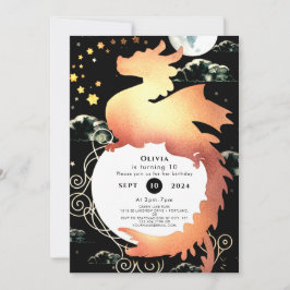 Whimsique Watercolor Dragon Birthday Inbjudningar