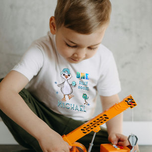 Whimsique Watercolor First Birthday "Fånig Goose" T Shirt