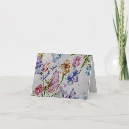 Whimsique Watercolor Flowers Blommigt Tack Kort