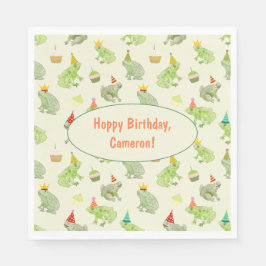 Whimsique Watercolor Frog Födelsedagsfest Pappersservett