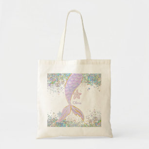 Whimsique Watercolor Glitter Sjöjungfru Svan Tygkasse