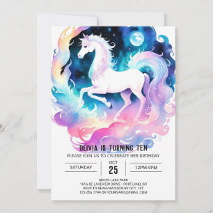 Whimsique Watercolor Horse Birthday Inbjudningar
