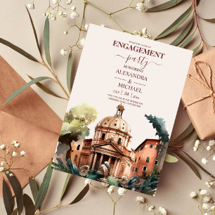 Whimsique Watercolor Italy Desitnation Engagemen Inbjudningar