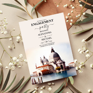 Whimsique Watercolor Italy Desitnation Engagemen Inbjudningar