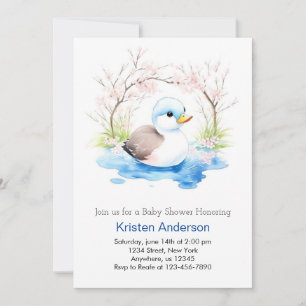 Whimsique Watercolor Little Anka Boy Shower Inbjudningar