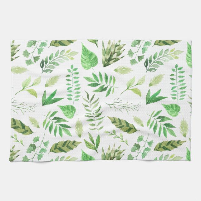 Whimsique Watercolor Löv Greenery | Kökshandduk (Horisontell)