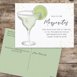 Whimsique Watercolor Margarita Lime Calligraphy Vykort