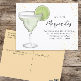 Whimsique Watercolor Margarita Lime Calligraphy Vykort